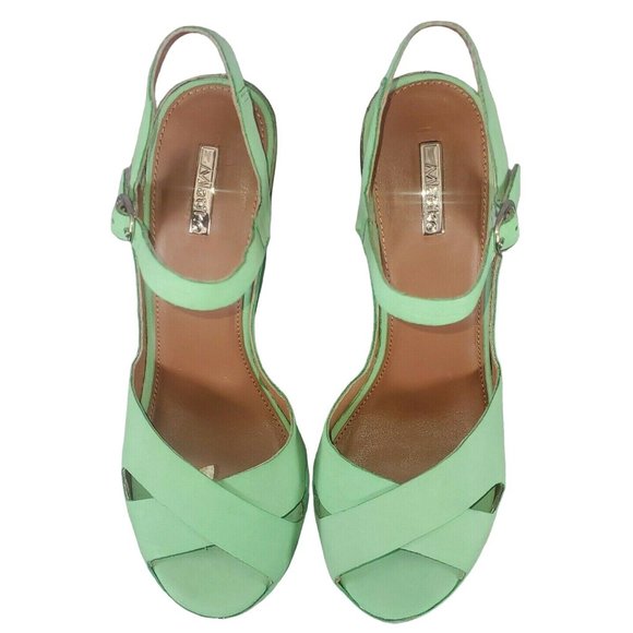 Matiko LYNN Peppermint Mint Green Platform Peep Toe High Heel Pumps Shoe 8 - Picture 5 of 7